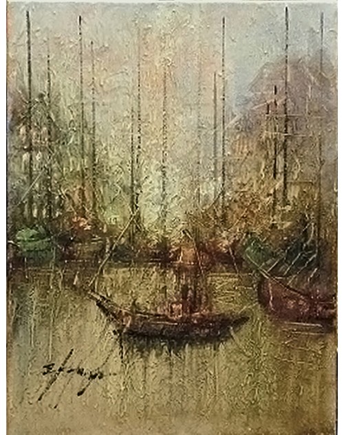 Πίνακας ζωγραφικής 30*40 εκ. ιστιοφόρα στο λιμάνι 620